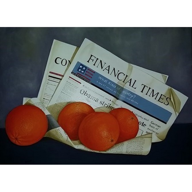 Financial Times with oranges