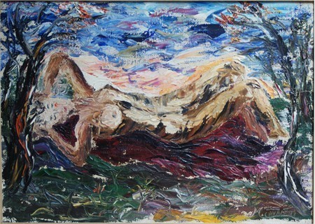Donna sutto gli alberi 