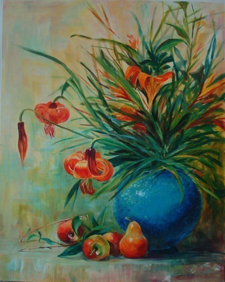Still life with flowers and fruit 