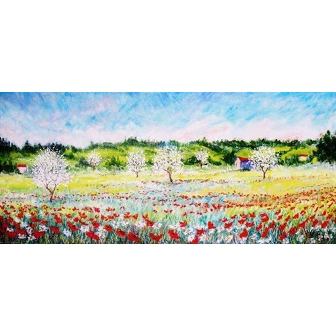 IL RISVEGLIO DELLA PRIMAVERA - Olio e sabbia su legno 100 x 45