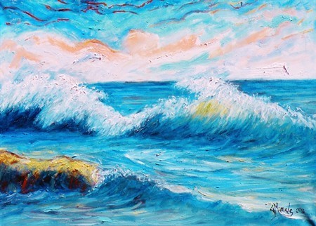 TRA VENTO E ONDA -Olio su tela 70 x 50  