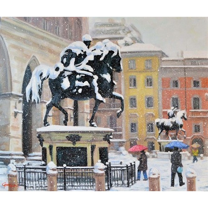 Nevica in piazza cavalli